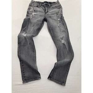 BKE Alec Slim Straight Distressed Gray Jeans Mens 33x32 Grey Denim Pants